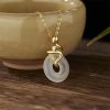 Colar Pingente de Calcedónia Ano da Serpente em Prata 925 925 Silver Snake Year Chalcedony Peace Pendant Necklace