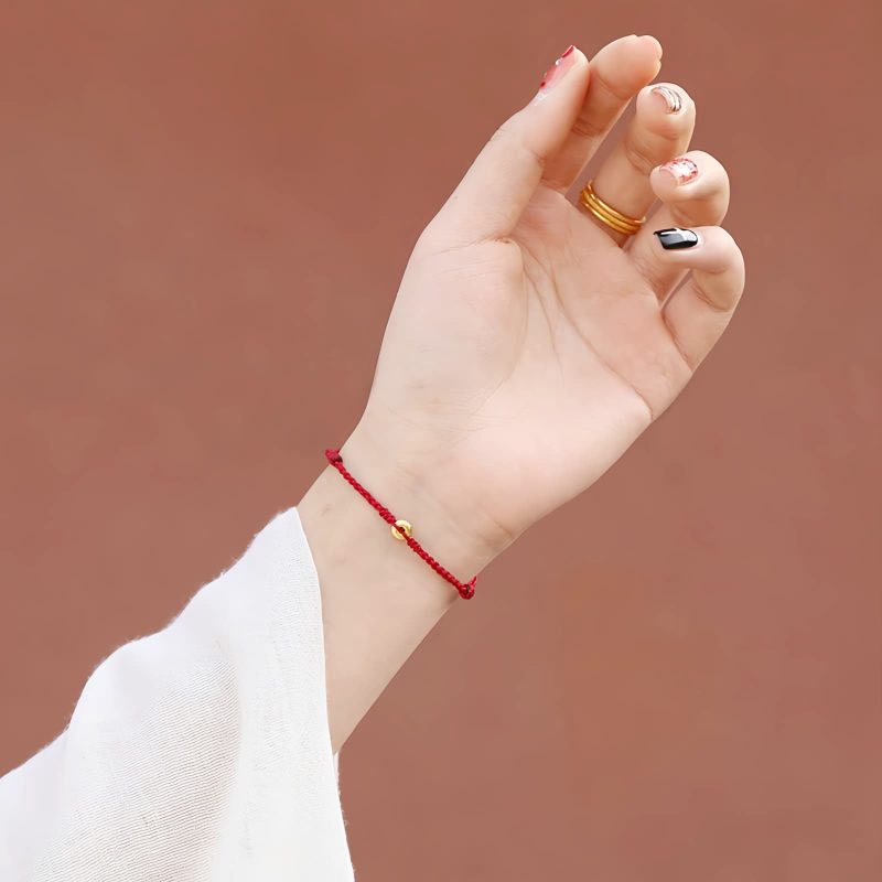 Pulsera de la Paz con Hilo Rojo de Oro 999 999 Gold Red String Peace Bracelet