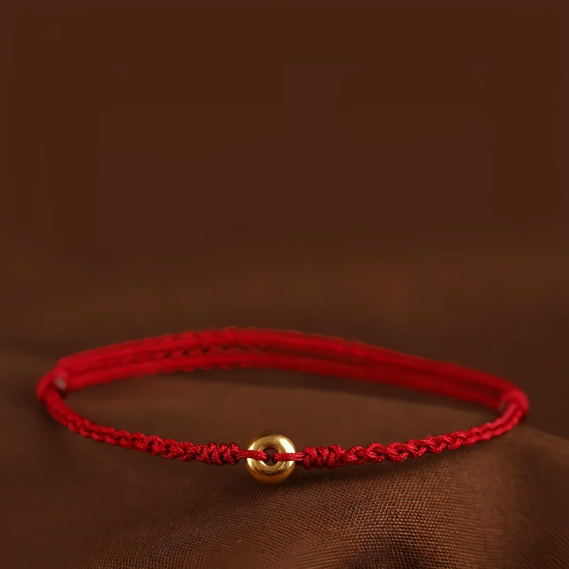 Pulsera de la Paz con Hilo Rojo de Oro 999 999 Gold Red String Peace Bracelet