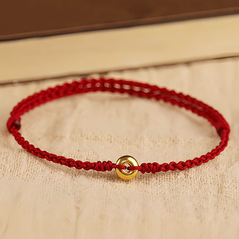 Pulsera de la Paz con Hilo Rojo de Oro 999 999 Gold Red String Peace Bracelet