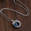 Collar con dije de dragón auspicioso en plata de ley 999 999 Sterling Silver Auspicious Dragon Pendant Necklace