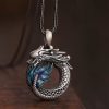 Collar con dije de dragón auspicioso en plata de ley 999 999 Sterling Silver Auspicious Dragon Pendant Necklace