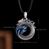 Collar con dije de dragón auspicioso en plata de ley 999 999 Sterling Silver Auspicious Dragon Pendant Necklace