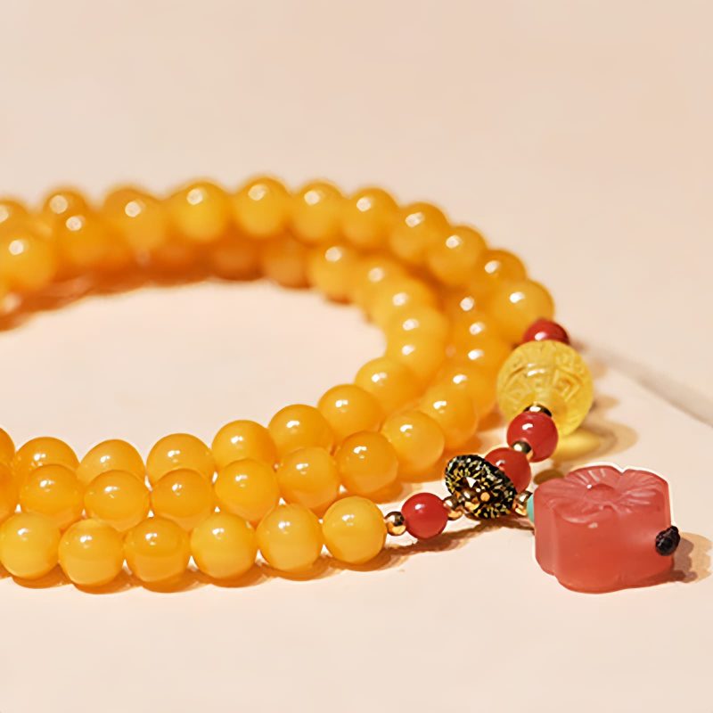 Collar con Encanto de Flor de Ámbar Sanador Amber Healing Flower Charm Necklace