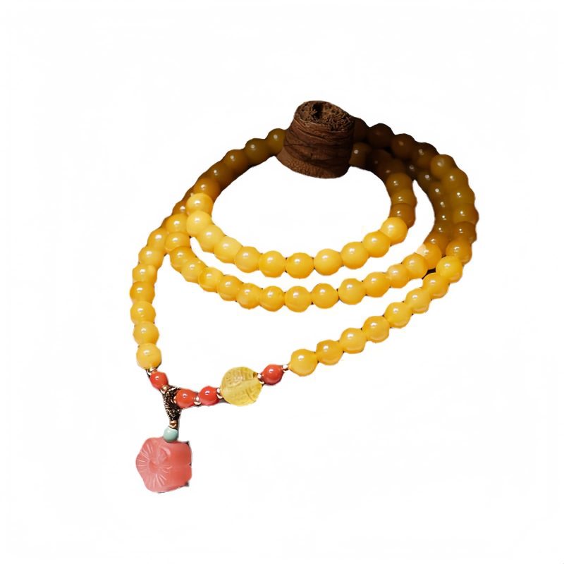 Collar con Encanto de Flor de Ámbar Sanador Amber Healing Flower Charm Necklace