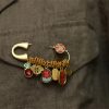 Bros Keberuntungan Kupu-Kupu Karakter Fu dari Kuningan Brass Fu Character Butterfly Luck Brooch
