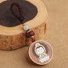 Llave de Avalokitesvara de Madera de Ébano con Om Mani Padme Hum Ebony Wood Avalokitesvara Keychain with Om Mani Padme Hum