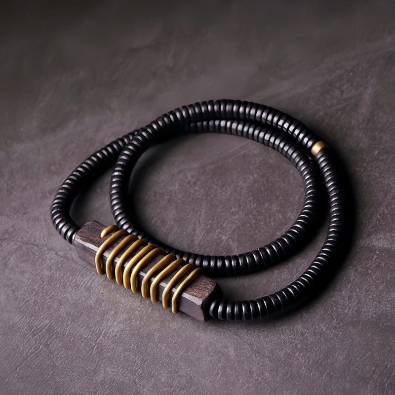 Pulsera de Equilibrio Espiritual de Madera de Ébano Ebony Wood Spiritual Balance Bracelet