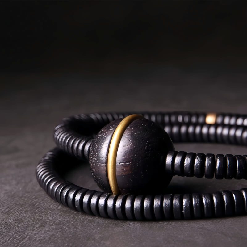 Pulsera de Equilibrio Espiritual de Madera de Ébano Ebony Wood Spiritual Balance Bracelet