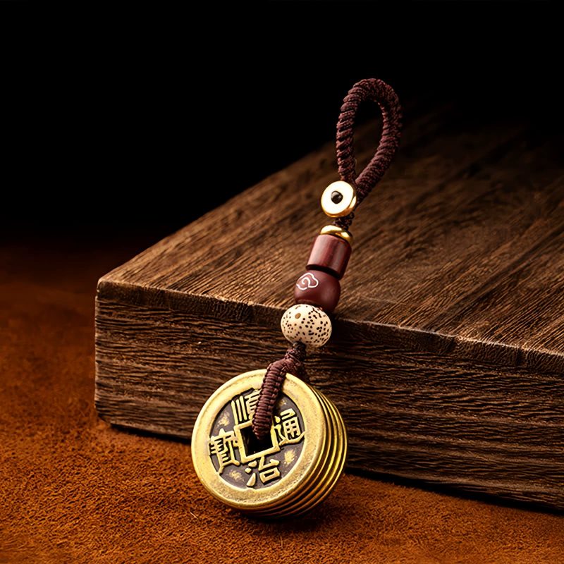 Llavero de Cinco Monedas del Emperador Feng Shui para la Riqueza Feng Shui Five Emperor Coins Wealth Keychain
