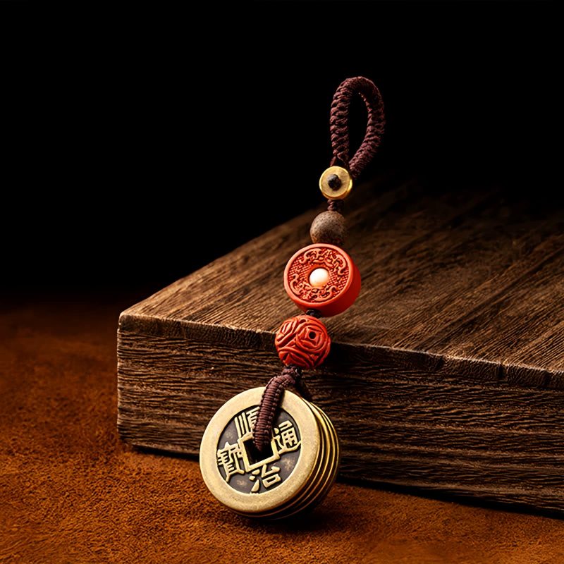 Llavero de Cinco Monedas del Emperador Feng Shui para la Riqueza Feng Shui Five Emperor Coins Wealth Keychain