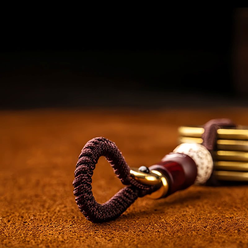Llavero de Cinco Monedas del Emperador Feng Shui para la Riqueza Feng Shui Five Emperor Coins Wealth Keychain