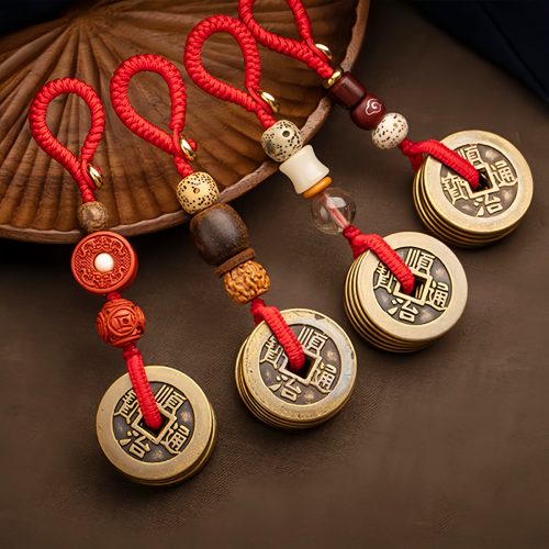 Llavero de Cinco Monedas del Emperador Feng Shui para la Riqueza Llavero de Cinco Monedas del Emperador Feng Shui para la Riqueza