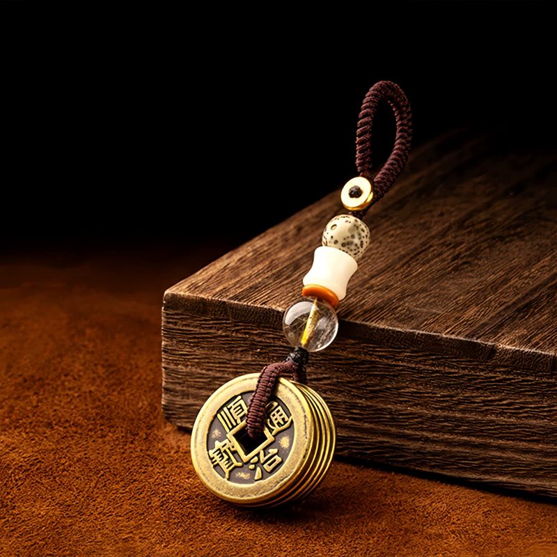 Llavero de Cinco Monedas del Emperador Feng Shui para la Riqueza Feng Shui Five Emperor Coins Wealth Keychain