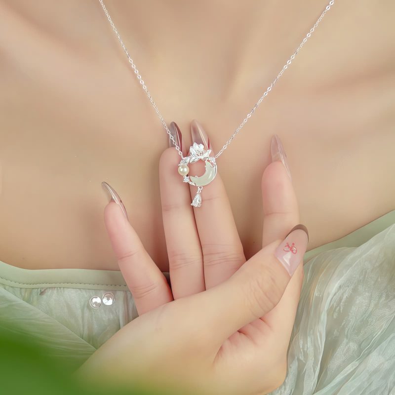 Kalung Liontin Mutiara Hetian Jade Hetian Jade Pearl Pendant Necklace