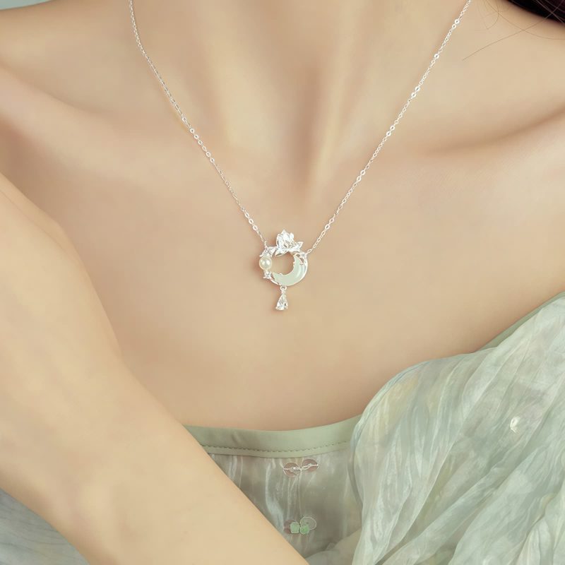 Kalung Liontin Mutiara Hetian Jade Hetian Jade Pearl Pendant Necklace