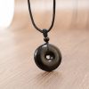 Collar de Paz con Obsidiana Negra Natural Natural Black Obsidian Peace Rope Necklace