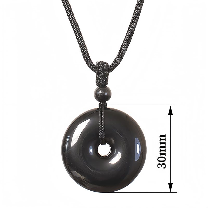 Collar de Paz con Obsidiana Negra Natural Natural Black Obsidian Peace Rope Necklace