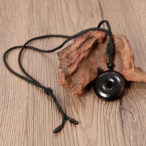 Collar de Paz con Obsidiana Negra Natural Collar de Paz con Obsidiana Negra Natural