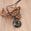 Collar de Paz con Obsidiana Negra Natural Natural Black Obsidian Peace Rope Necklace