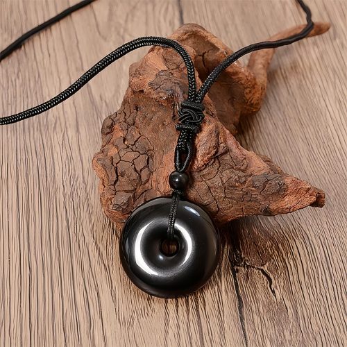 Collar de Paz con Obsidiana Negra Natural Collar de Paz con Obsidiana Negra Natural