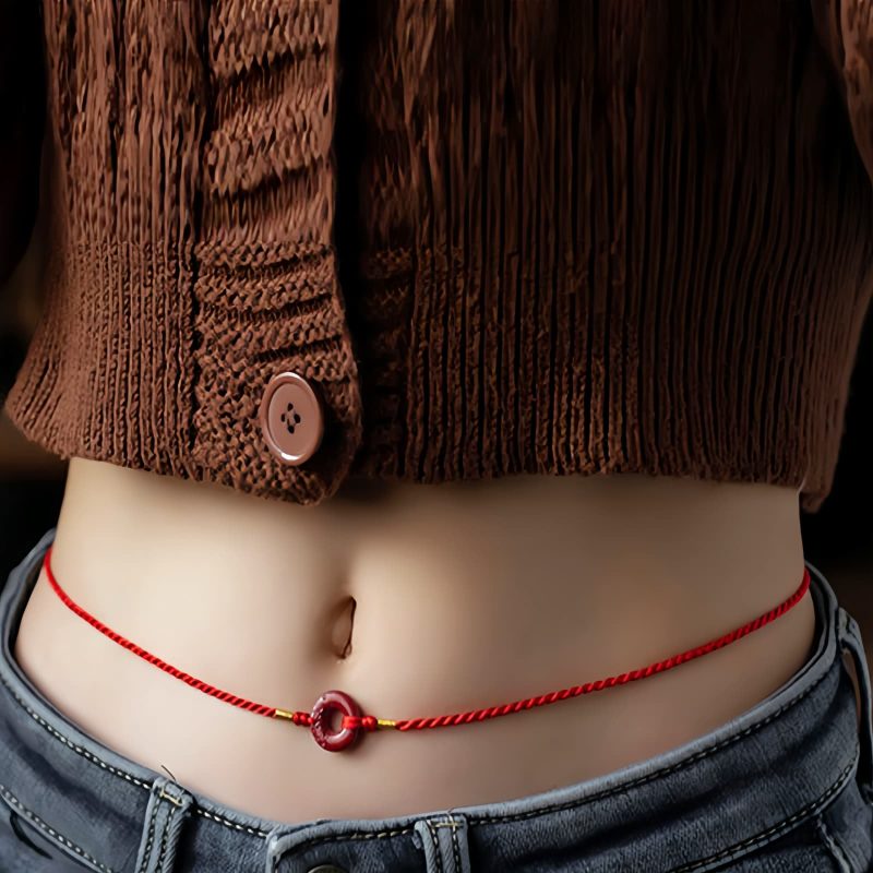 Cadena de vientre con cinabrio natural para bendiciones Natural Cinnabar Blessing Belly Chain