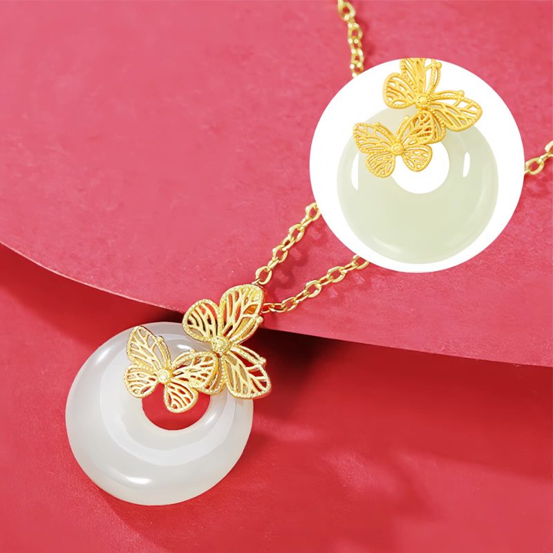 Naturale Hetian Jade Schmetterlingskette Natural Hetian Jade Butterfly Necklace