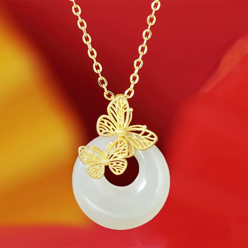 Naturale Hetian Jade Schmetterlingskette Natural Hetian Jade Butterfly Necklace