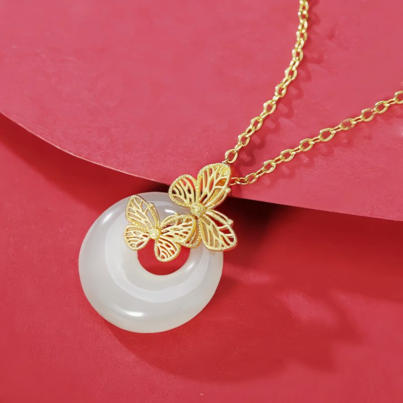 Naturale Hetian Jade Schmetterlingskette Natural Hetian Jade Butterfly Necklace