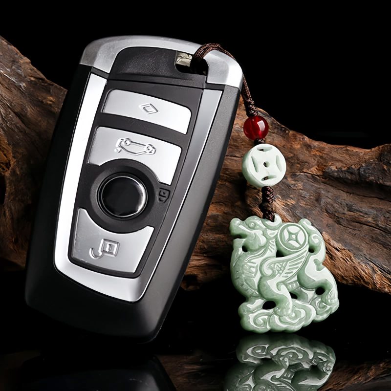 Decoração Suspensa Natural de Jade Kirin para Telemóvel Natural Jade Kirin Phone Hanging Decoration