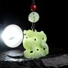 Decoração Suspensa Natural de Jade Kirin para Telemóvel Natural Jade Kirin Phone Hanging Decoration