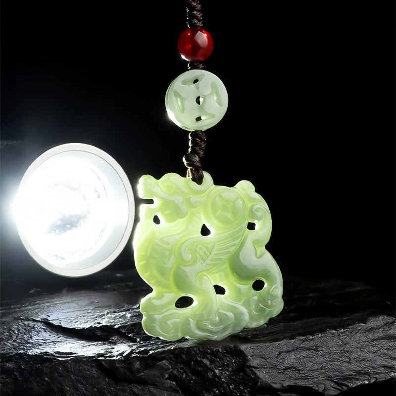 Decoração Suspensa Natural de Jade Kirin para Telemóvel Natural Jade Kirin Phone Hanging Decoration
