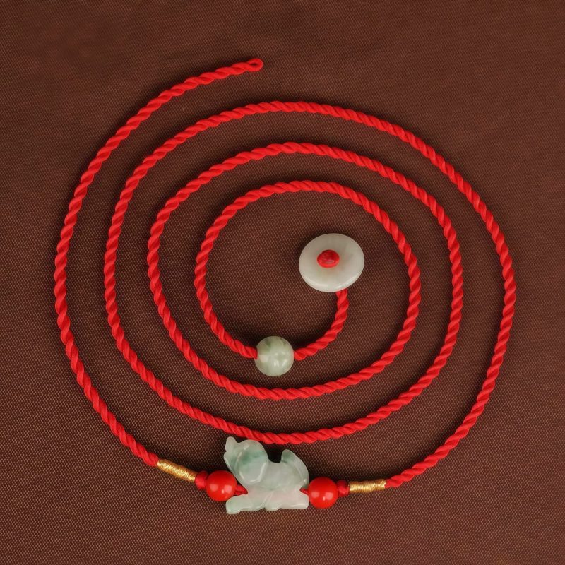Cadena de Cintura con Hilo Rojo y Jade de la Paz Red String Jade Peace Belly Chain