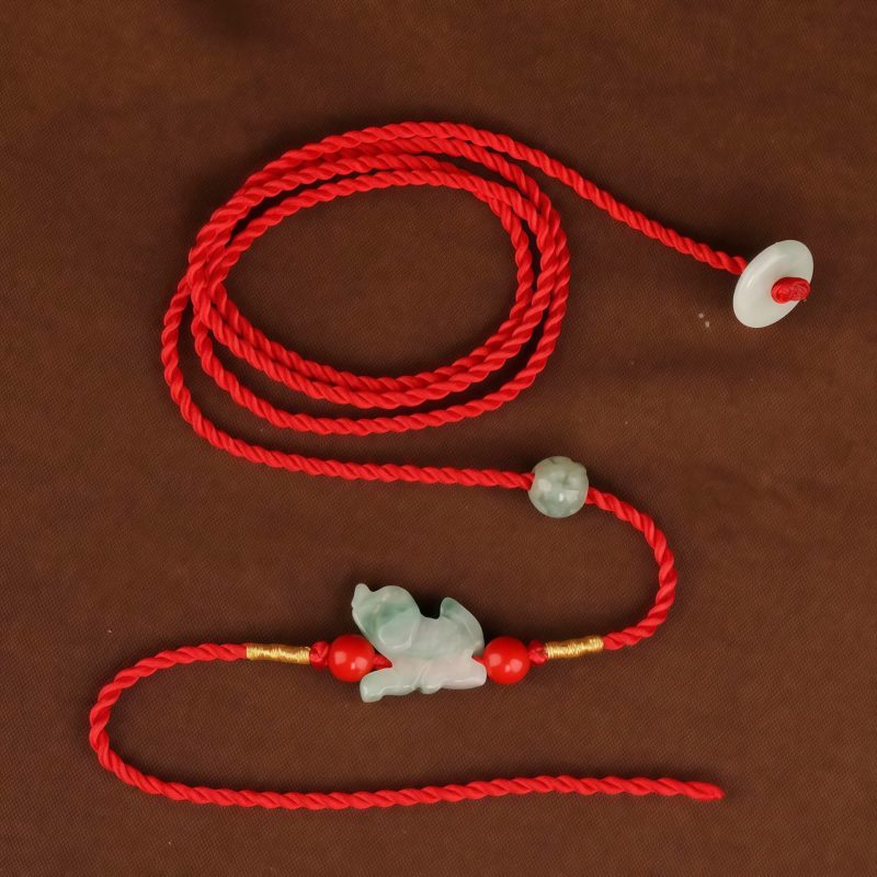 Cadena de Cintura con Hilo Rojo y Jade de la Paz Red String Jade Peace Belly Chain