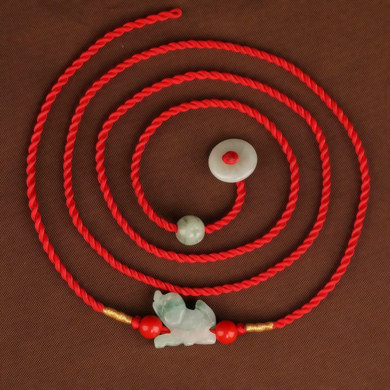 Cadena de Cintura con Hilo Rojo y Jade de la Paz Red String Jade Peace Belly Chain