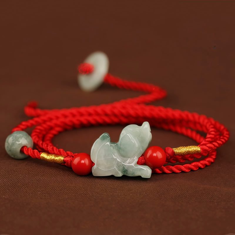 Cadena de Cintura con Hilo Rojo y Jade de la Paz Red String Jade Peace Belly Chain