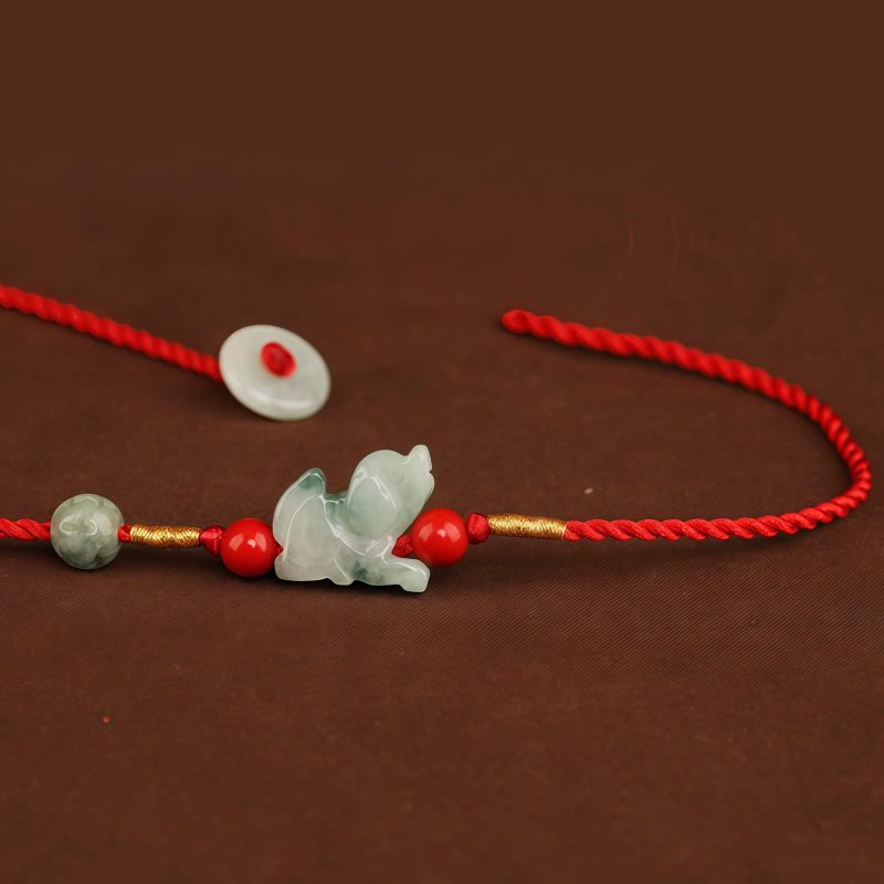 Cadena de Cintura con Hilo Rojo y Jade de la Paz Red String Jade Peace Belly Chain