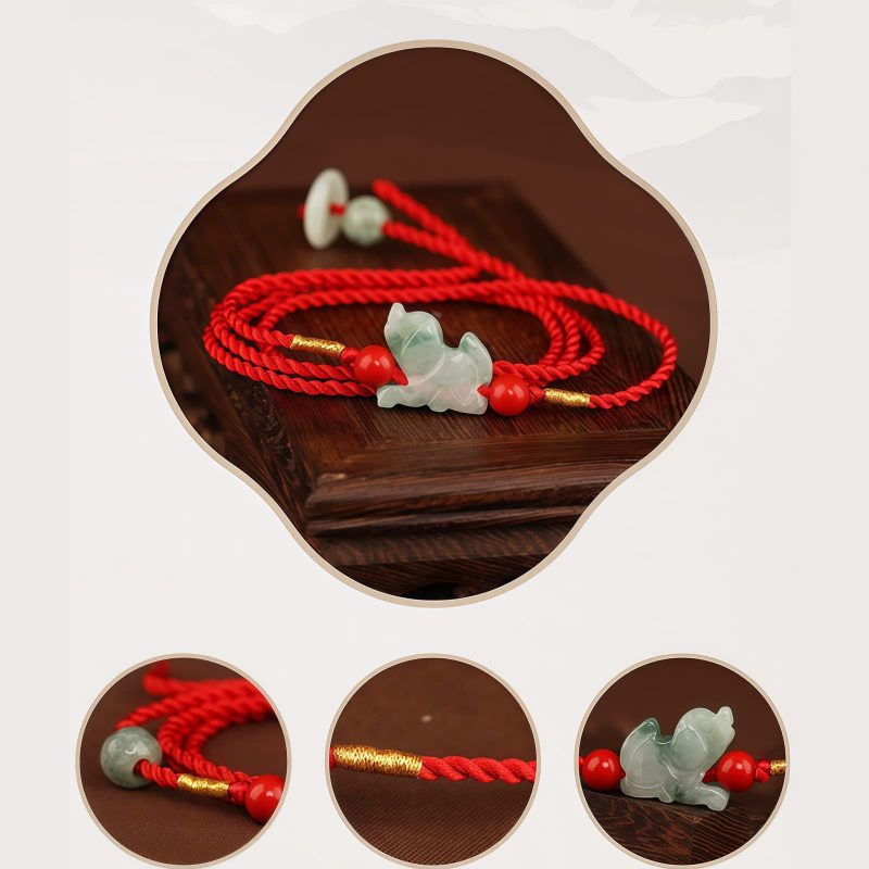 Cadena de Cintura con Hilo Rojo y Jade de la Paz Red String Jade Peace Belly Chain