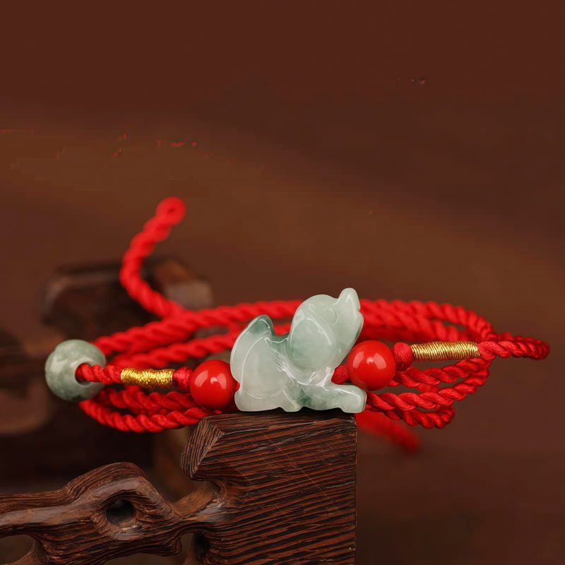 Cadena de Cintura con Hilo Rojo y Jade de la Paz Red String Jade Peace Belly Chain