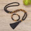 Collar de Protección de Ónix Negro Tibetano y Ojo de Tigre Tibetan Black Onyx Tiger Eye Protection Necklace