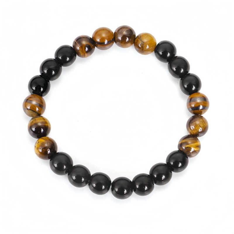 Collar de Protección de Ónix Negro Tibetano y Ojo de Tigre Tibetan Black Onyx Tiger Eye Protection Necklace