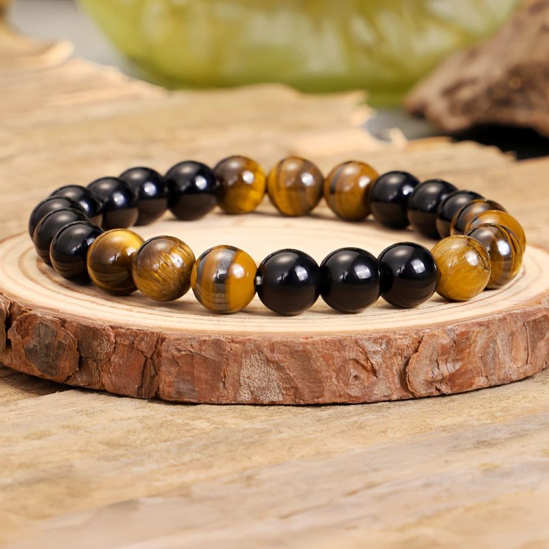 Collar de Protección de Ónix Negro Tibetano y Ojo de Tigre Tibetan Black Onyx Tiger Eye Protection Necklace