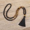 Collar de Protección de Ónix Negro Tibetano y Ojo de Tigre Tibetan Black Onyx Tiger Eye Protection Necklace