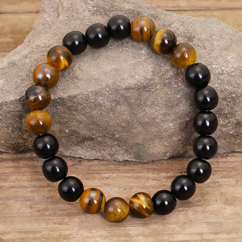 Collar de Protección de Ónix Negro Tibetano y Ojo de Tigre Tibetan Black Onyx Tiger Eye Protection Necklace
