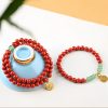 Pulsera Tibetana de Cinabrio y Aventurina Verde para la Buena Suerte Tibetan Cinnabar Green Aventurine Luck Bracelet
