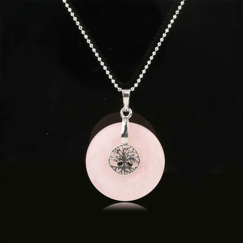 Collar con Árbol de la Vida, Amatista y Cuarzo Rosa Collar con Árbol de la Vida, Amatista y Cuarzo Rosa