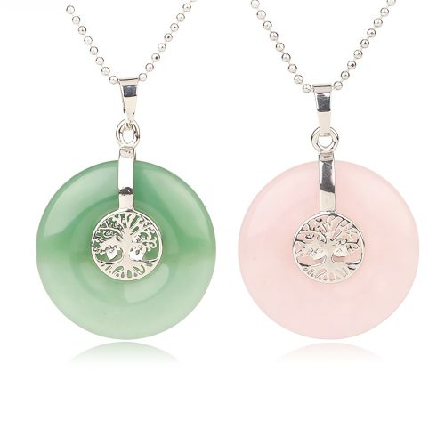 Collar con Árbol de la Vida, Amatista y Cuarzo Rosa Collar con Árbol de la Vida, Amatista y Cuarzo Rosa