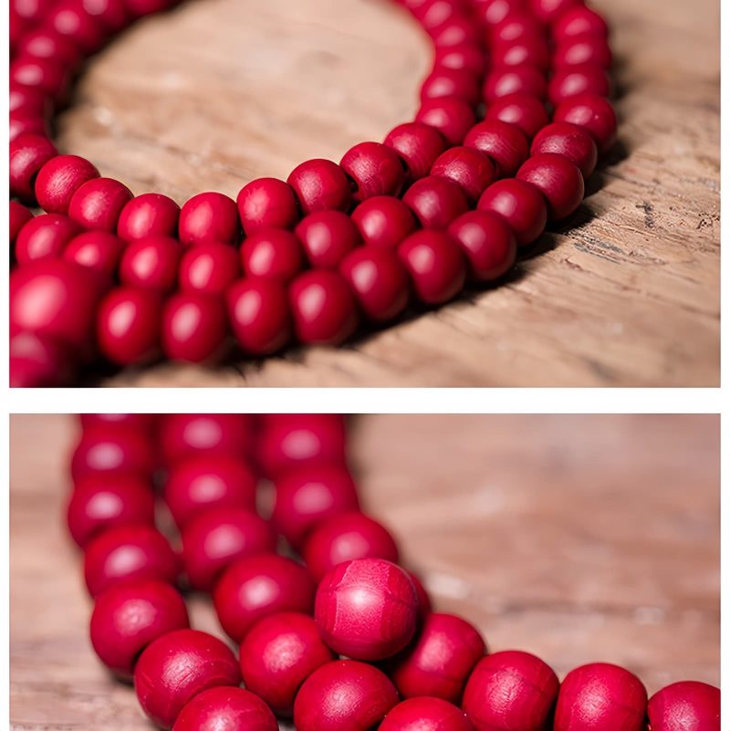 خرز مالا 108 من خشب الأبيليا بيفلورا الطبيعي - سوار 108 Mala Beads Natural Abelia Biflora Wood Bracelet