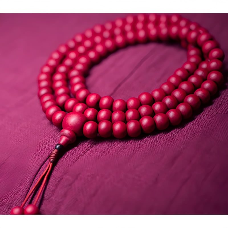 خرز مالا 108 من خشب الأبيليا بيفلورا الطبيعي - سوار 108 Mala Beads Natural Abelia Biflora Wood Bracelet