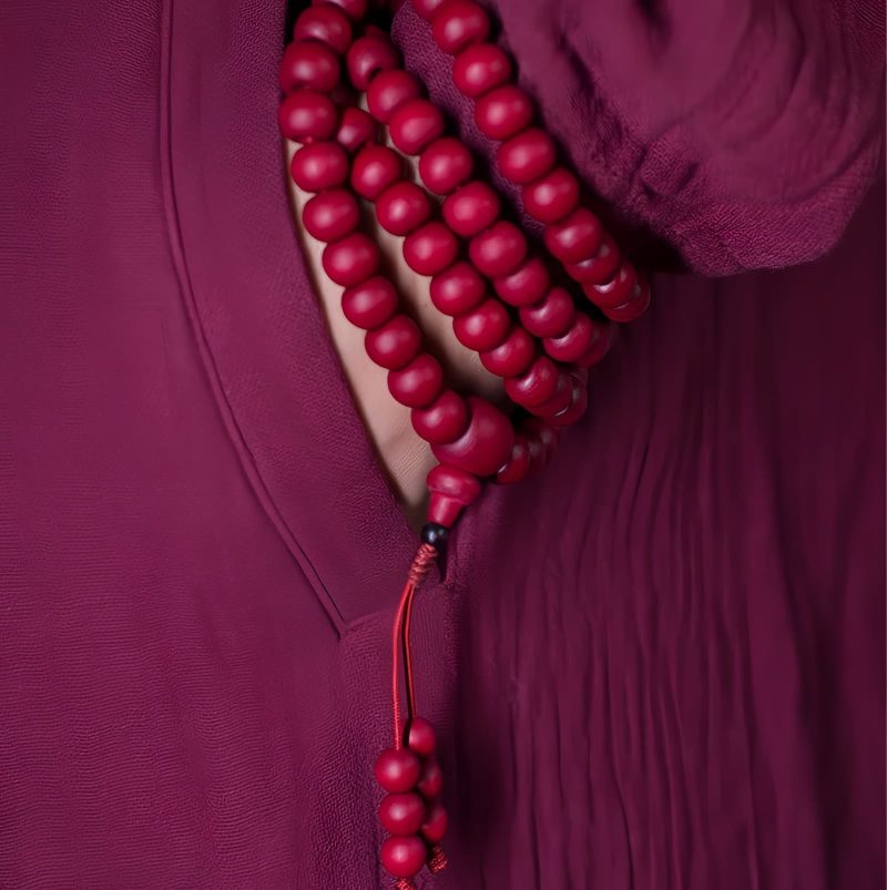 خرز مالا 108 من خشب الأبيليا بيفلورا الطبيعي - سوار 108 Mala Beads Natural Abelia Biflora Wood Bracelet